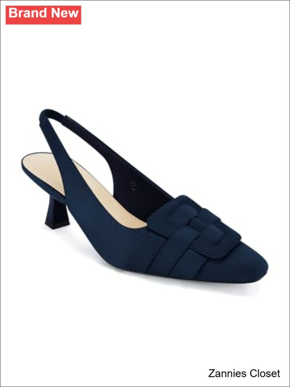 🤠 Slingback Kitten Heels Faux Suede Pointed Toe Pull-On Pumps